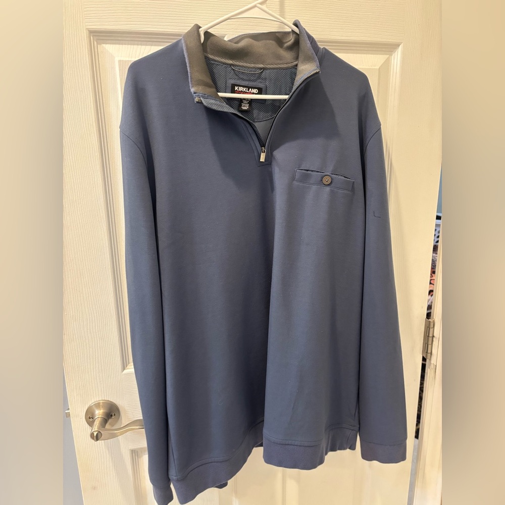 Kirkland Signature Men's Blue Quarter-Zip‎ Sweater